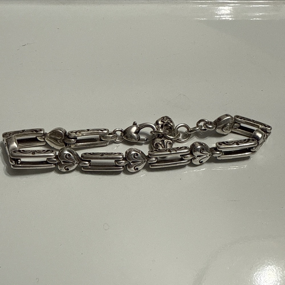 Brighton Silver Tone Heart Link‎ Bracelet 7-8"